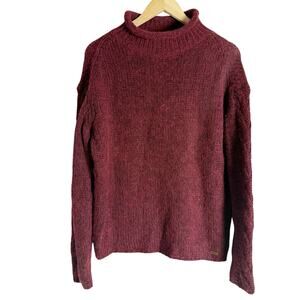 Barbour Maroon Red Alpaca Wool Turtleneck Knit Pullover Sweater Size 8